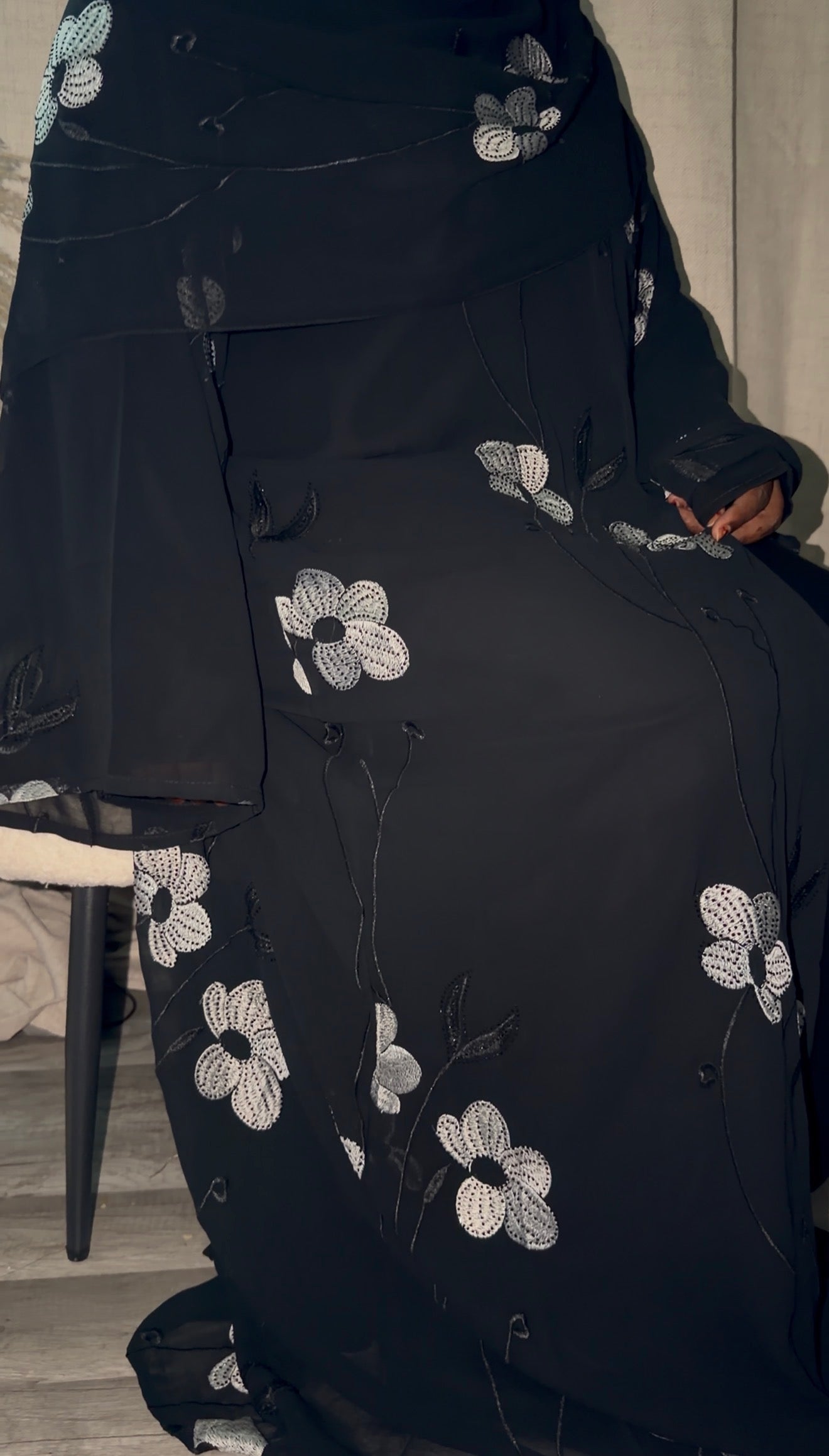 Midnight blossom abaya