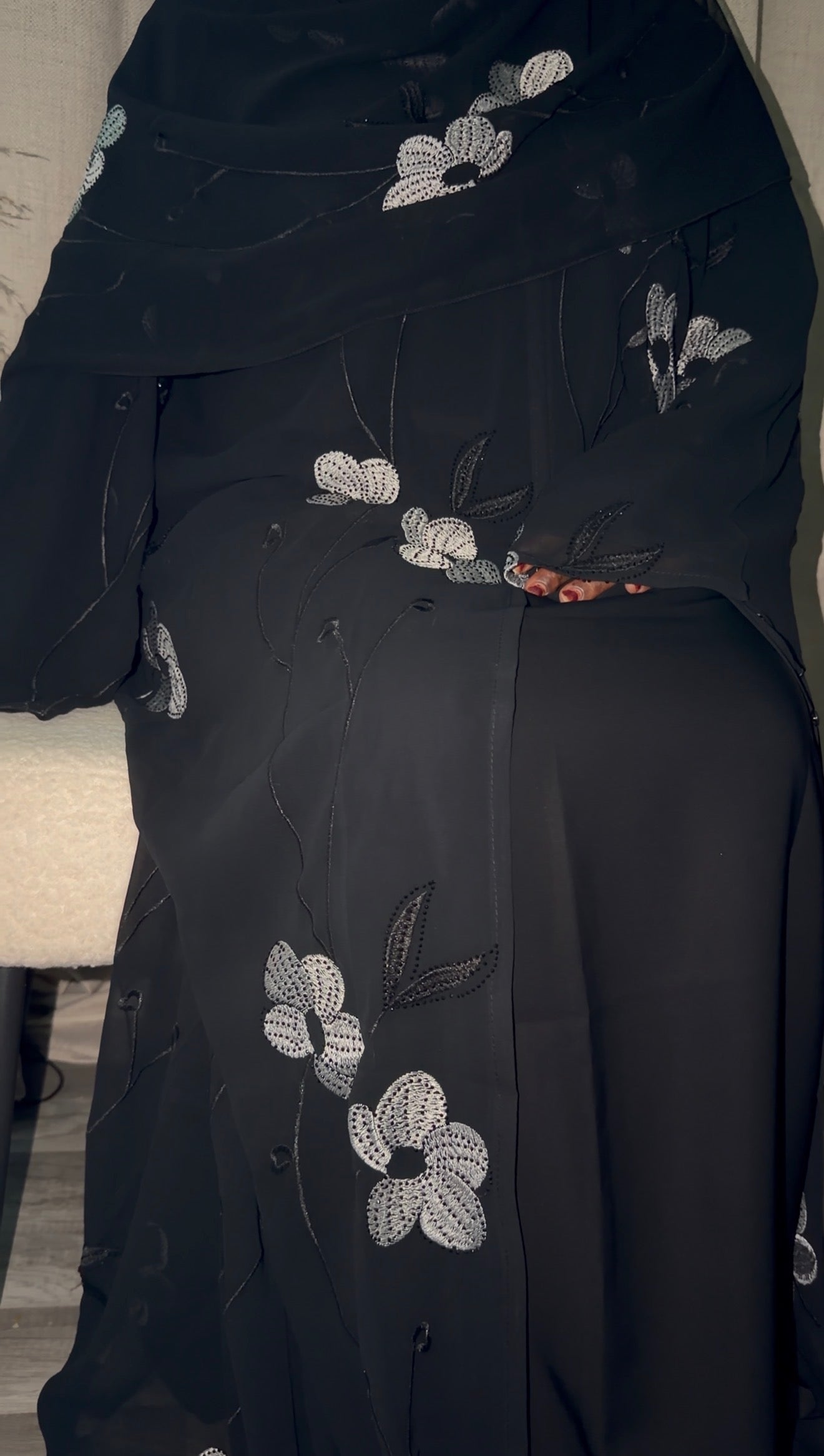 Midnight blossom abaya