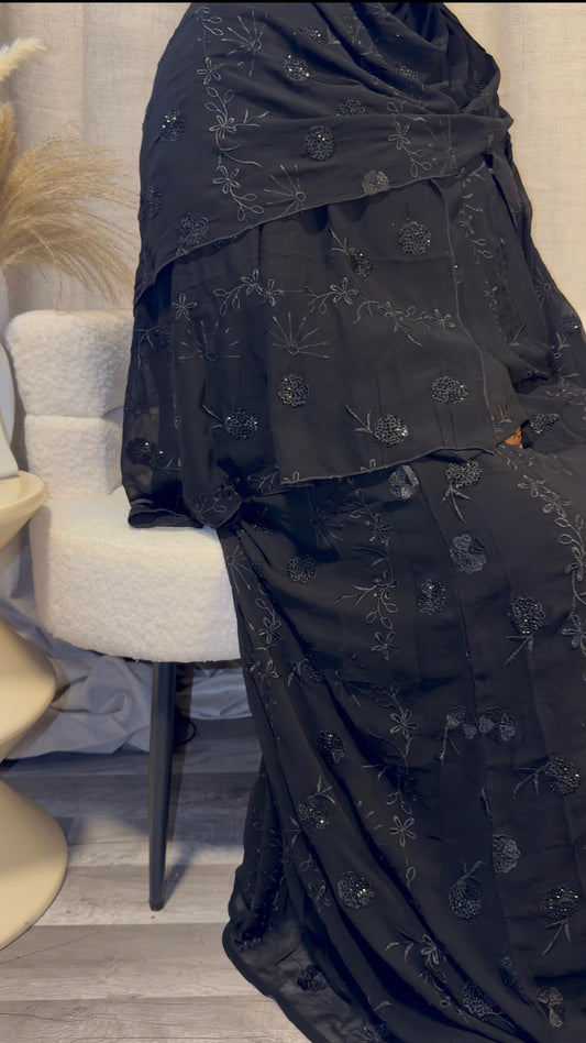 Black Flower Embroidery
