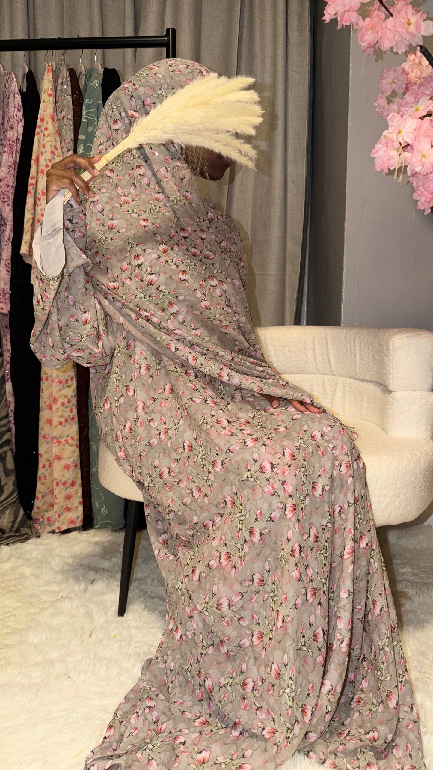 Grey Sparkle Floral print