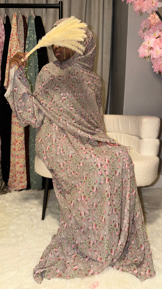Grey Sparkle Floral print