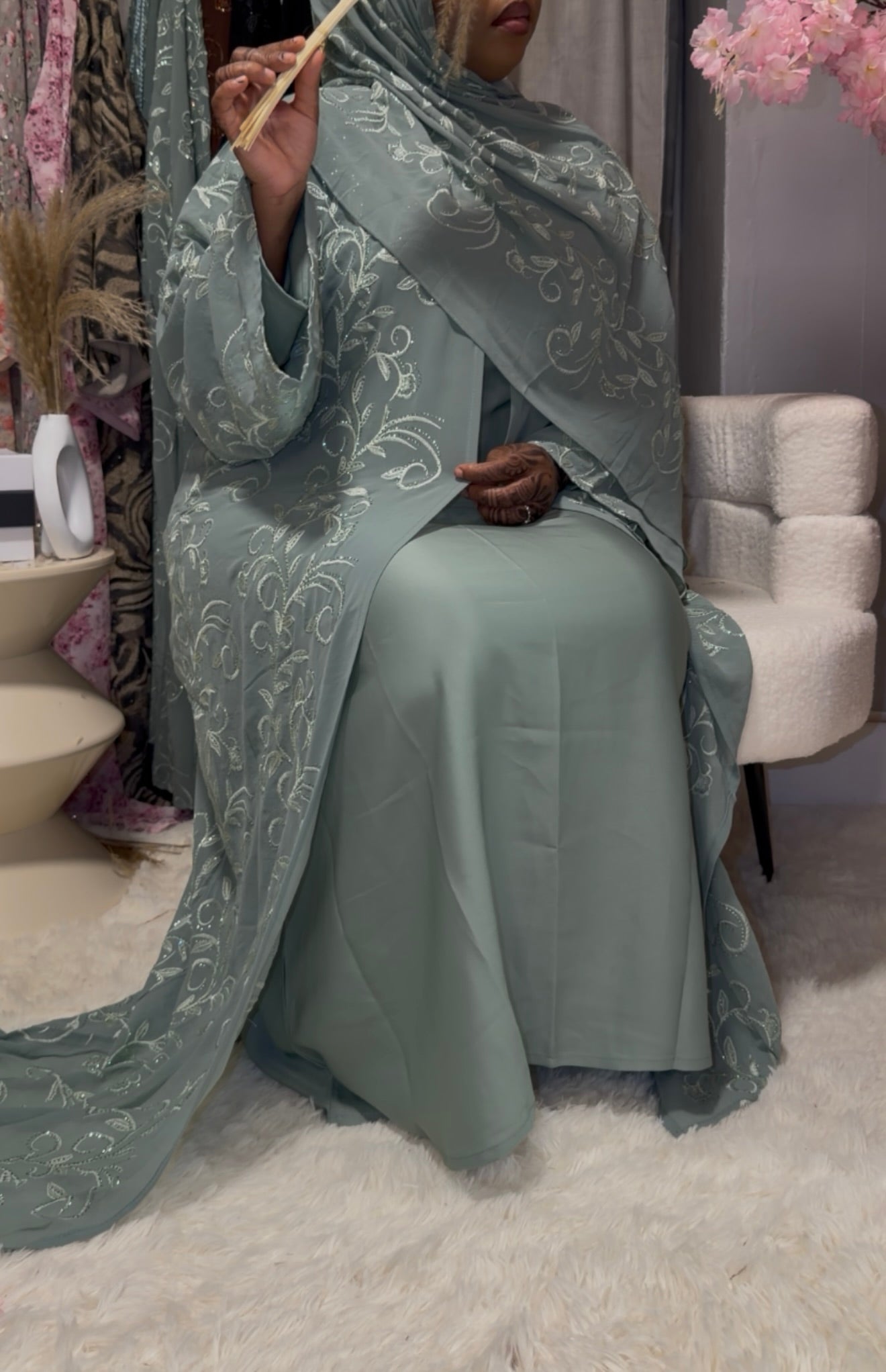 Zulekha Abaya - Mint green